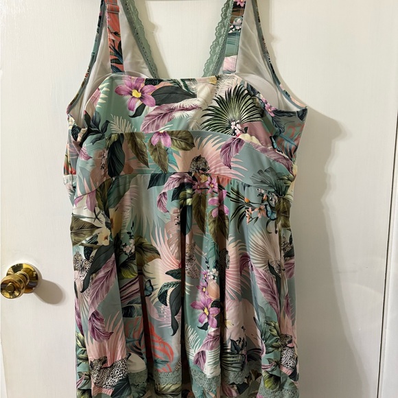 Torrid Green and Pink Tropical One Piece - Picture 3 of 5